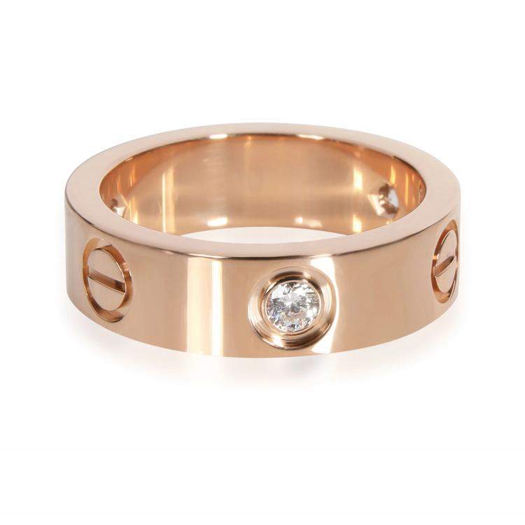 Pre Owned Cartier 18K Rose Gold 0.22 CTW Diamond Love Ring Size 51