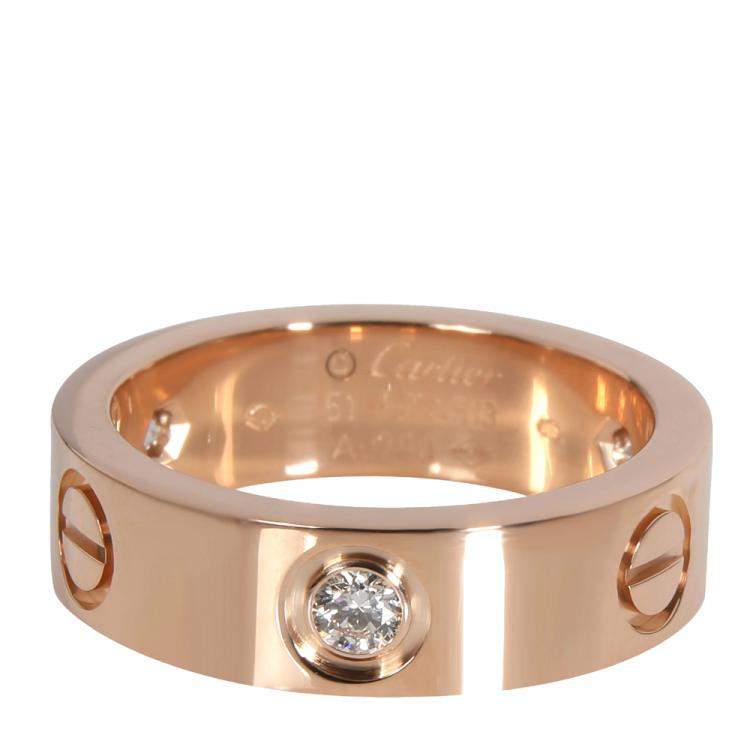 Pre Owned Cartier 18K Rose Gold 0.22 CTW Diamond Love Ring Size 51