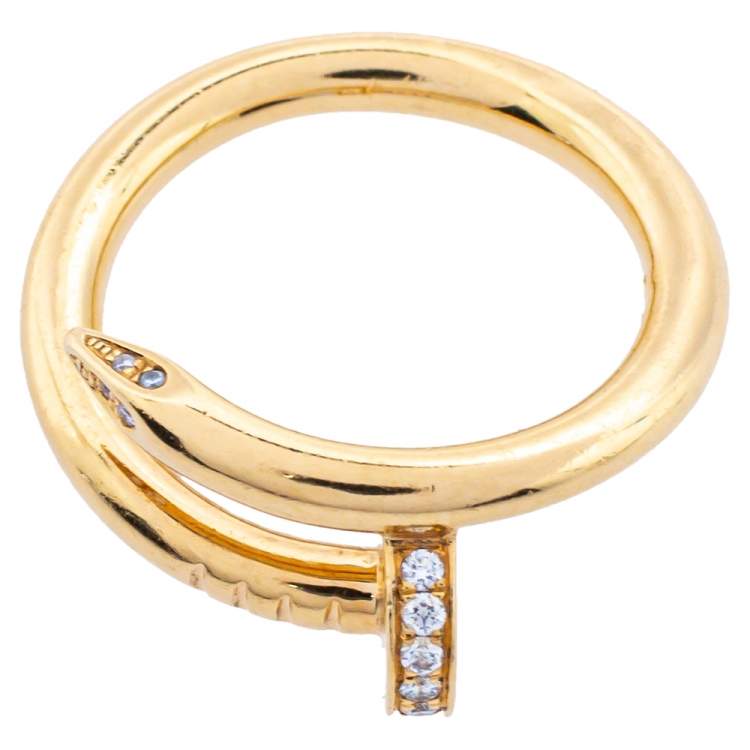 Pre Owned Cartier Juste un Clou Diamond 18K Yellow Gold Ring Size 53