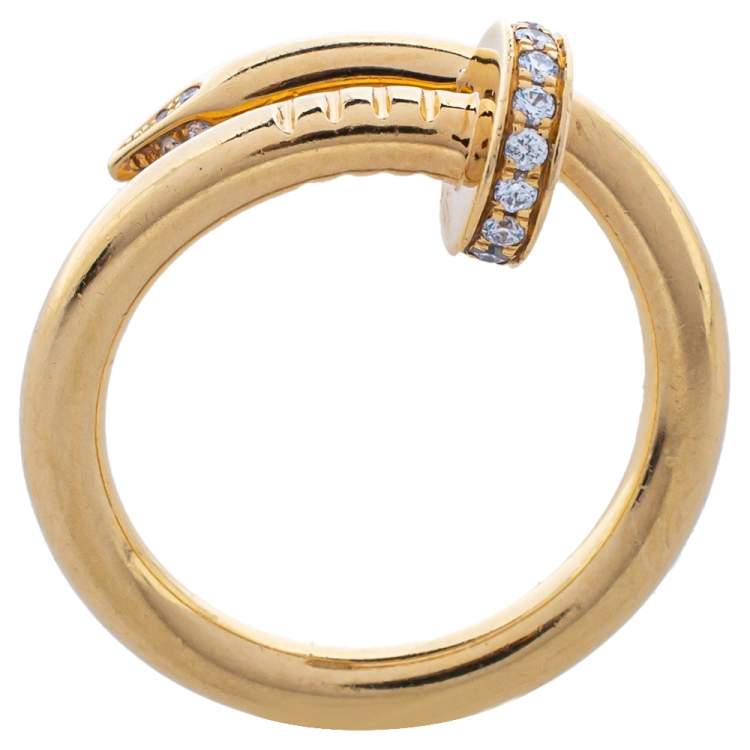 Pre Owned Cartier Juste un Clou Diamond 18K Yellow Gold Ring Size 53