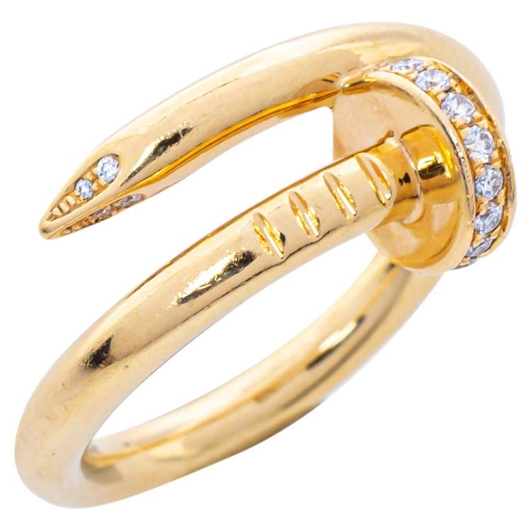 Pre Owned Cartier Juste un Clou Diamond 18K Yellow Gold Ring Size 53