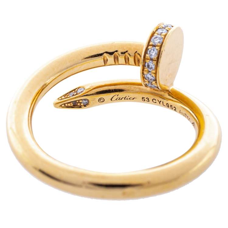 Pre Owned Cartier Juste un Clou Diamond 18K Yellow Gold Ring Size 53