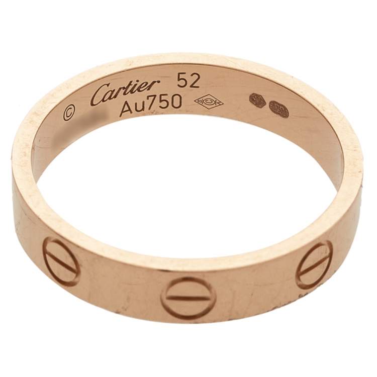 Pre Owned Cartier Love 18K Rose Gold Wedding Band Ring Size 52