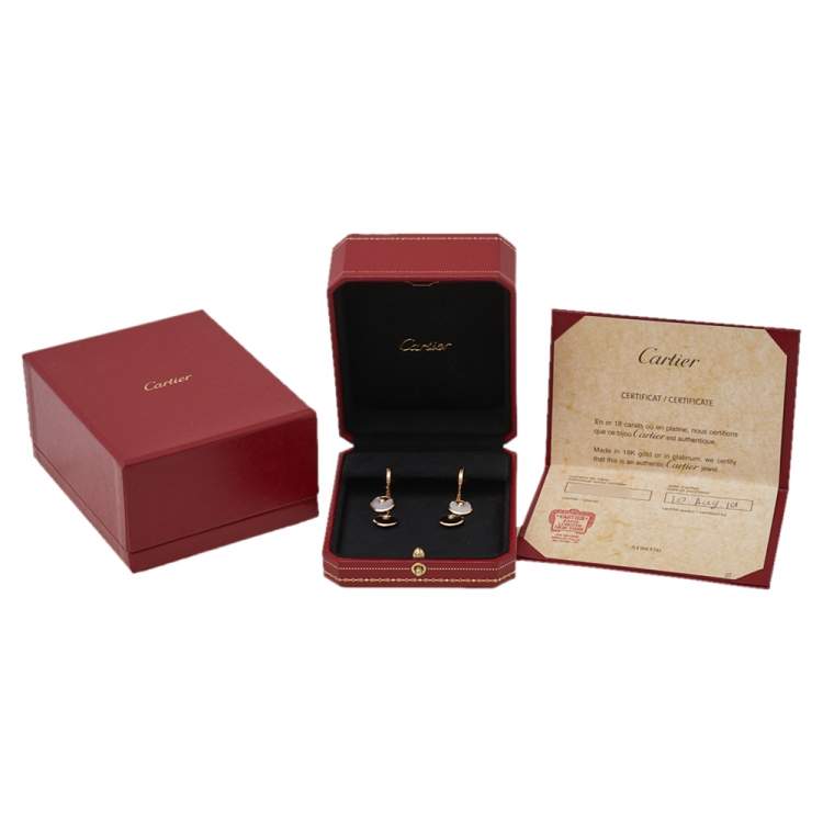 Pre Owned Cartier Amulette de Cartier Diamond Onyx Mother of Pearl 18K Rose Gold Earrings XS