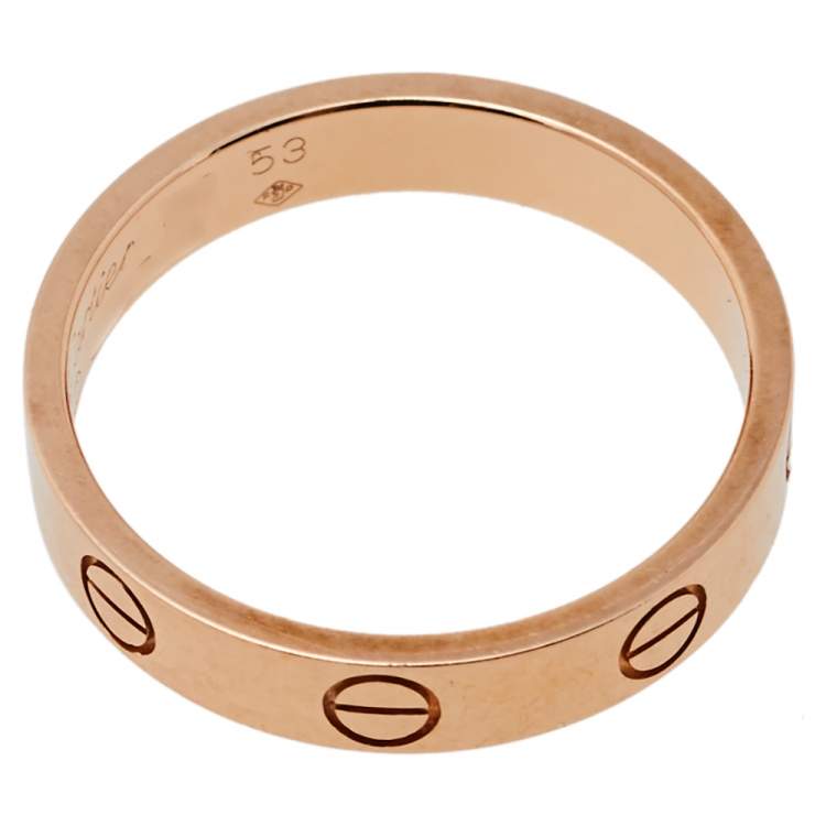 Pre Owned Cartier Love 18K Rose Gold Wedding Band Ring Size 53