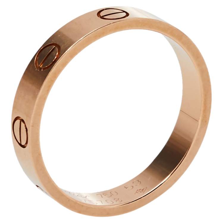 Pre Owned Cartier Love 18K Rose Gold Wedding Band Ring Size 53