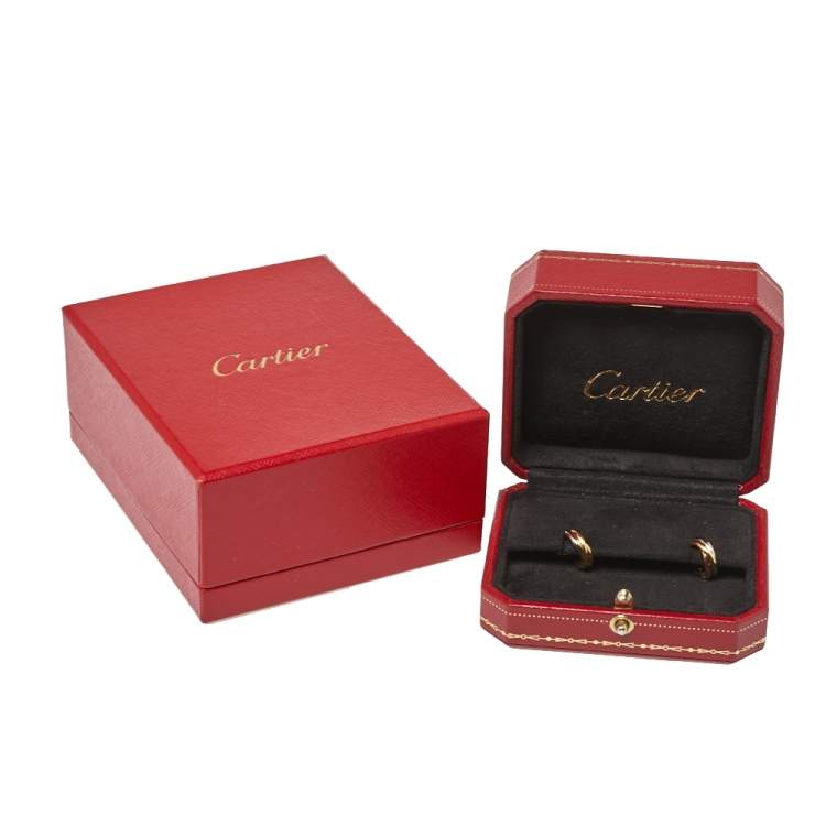 مملوكة مسبقًا Cartier Trinity 18K Three Tone Gold Hoop Earrings
