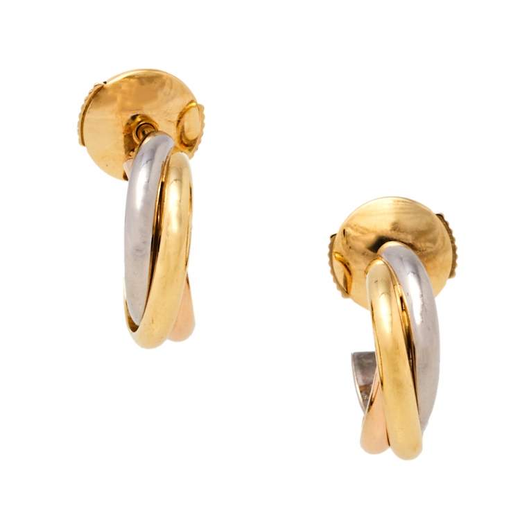 مملوكة مسبقًا Cartier Trinity 18K Three Tone Gold Hoop Earrings