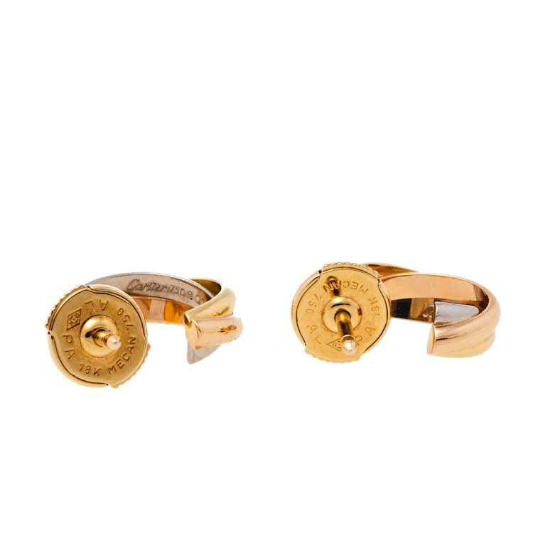 مملوكة مسبقًا Cartier Trinity 18K Three Tone Gold Hoop Earrings