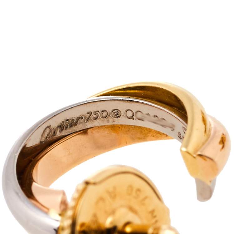 مملوكة مسبقًا Cartier Trinity 18K Three Tone Gold Hoop Earrings