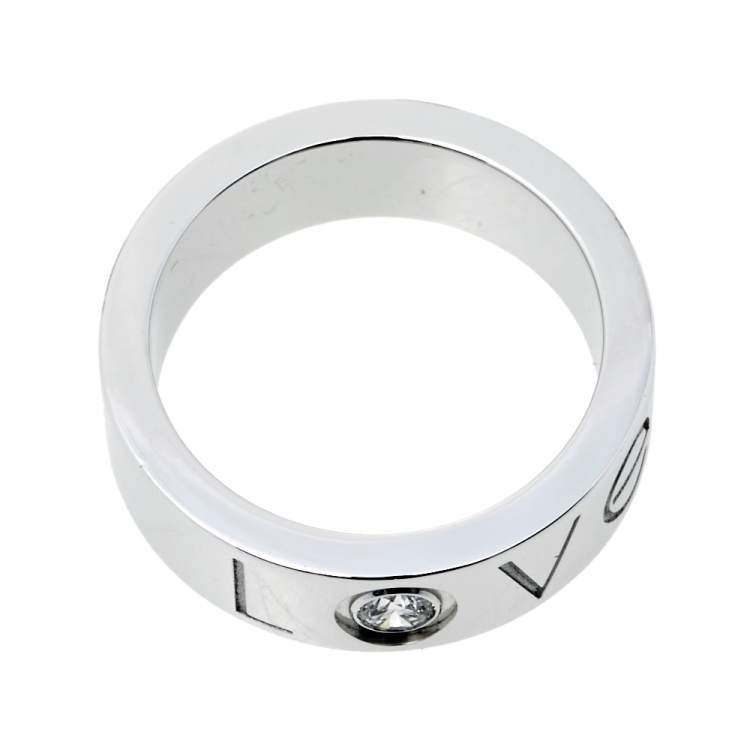 Pre Owned Cartier Love Diamond 18K White Gold Ring Size 48