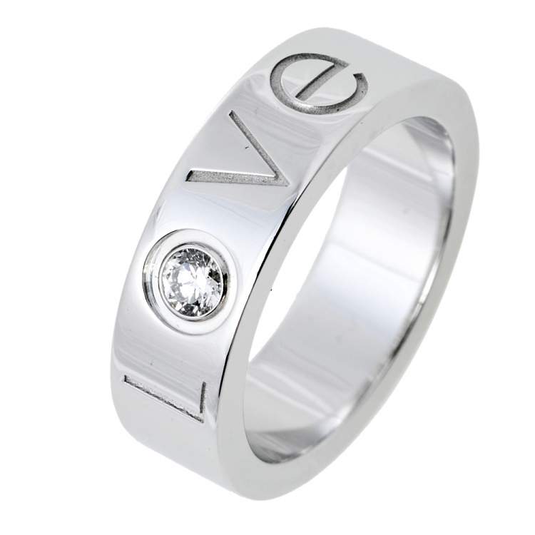 Pre Owned Cartier Love Diamond 18K White Gold Ring Size 48