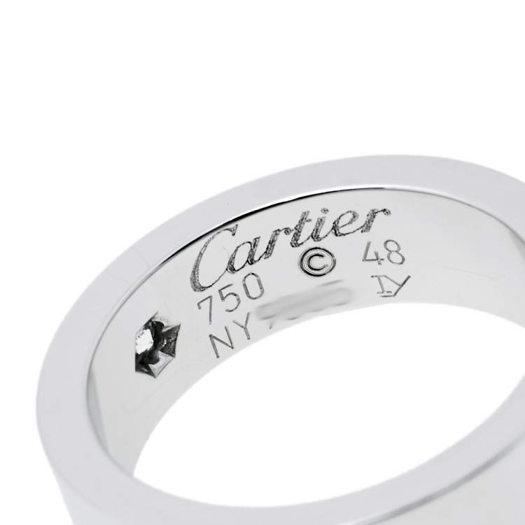 Pre Owned Cartier Love Diamond 18K White Gold Ring Size 48