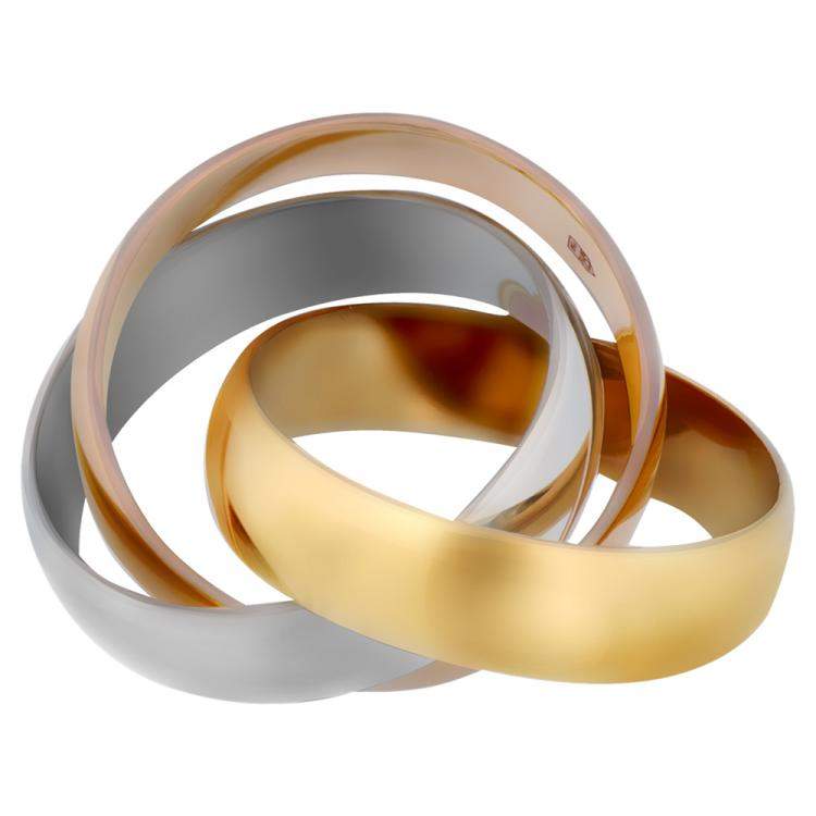 مملوكة مسبقًا Cartier 18K Yellow, White, Rose Gold Trinity Ring Size EU 49