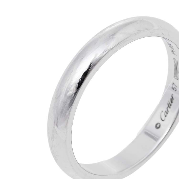 Pre Owned Cartier 1895 Platinum Wedding Band Ring Size 57