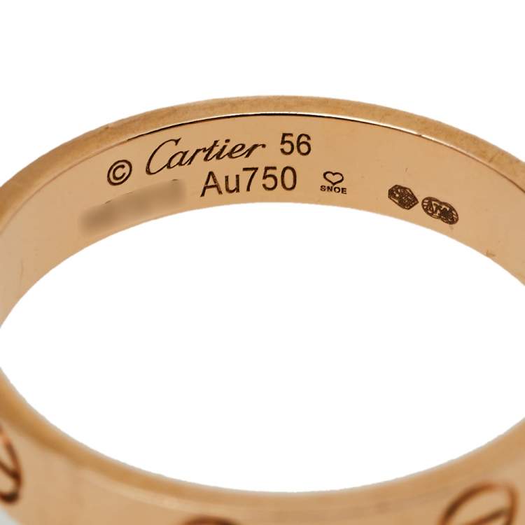 Pre Owned Cartier Love 18K Rose Gold Wedding Band Ring Size 56