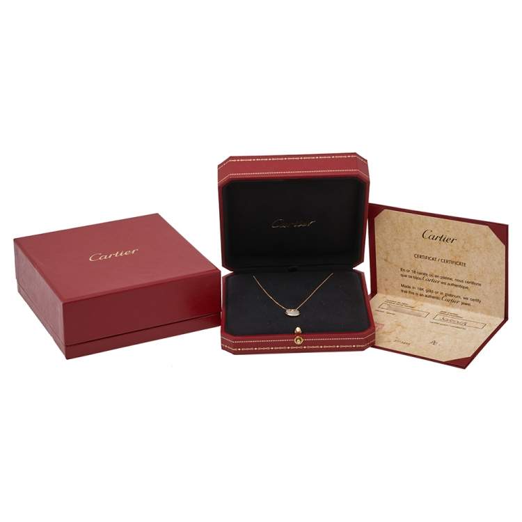 Pre Owned Cartier Amulette de Cartier Diamond Mother of Pearl 18K Yellow Gold Necklace XS