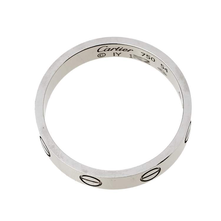 Pre Owned Cartier Love 18K White Gold Wedding Band Ring Size 54