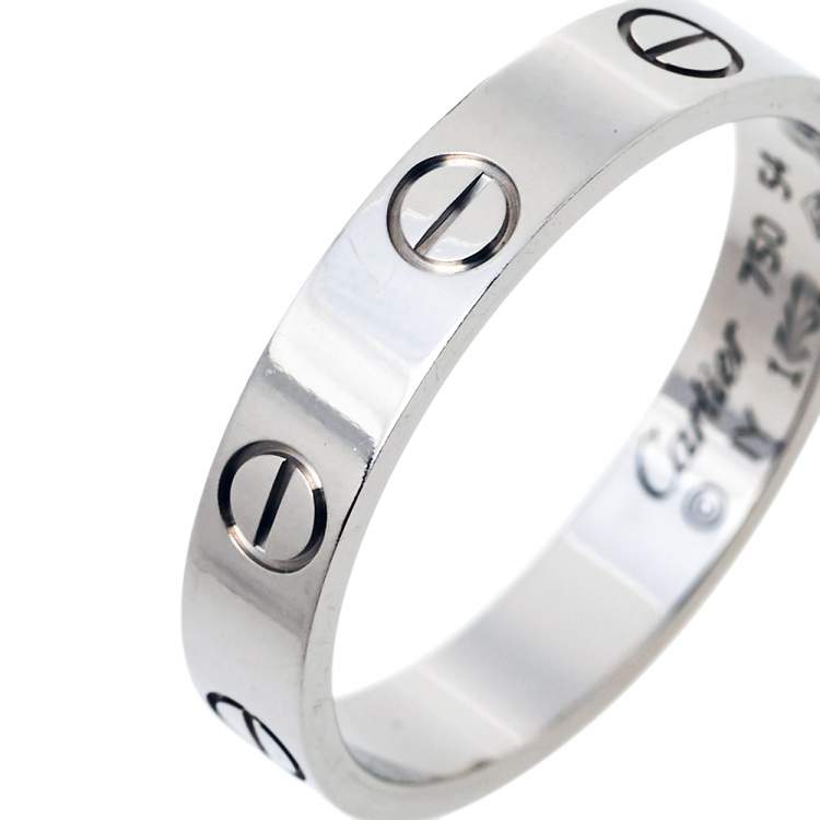 Pre Owned Cartier Love 18K White Gold Wedding Band Ring Size 54