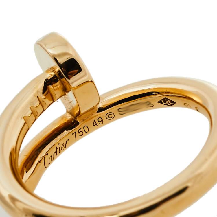 Pre Owned Cartier Juste Un Clou 18K Yellow Gold Ring Size 49