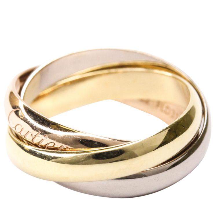 Pre Owned Cartier Trinity 18K Yellow Gold, Rose Gold, White Gold Ring Size EU 52 