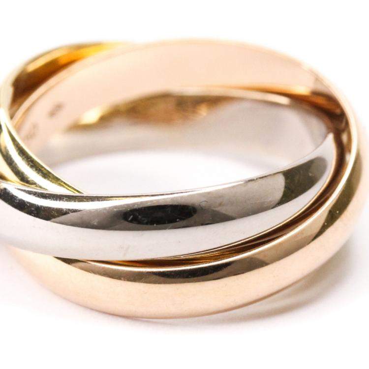 Pre Owned Cartier Trinity 18K Yellow Gold, Rose Gold, White Gold Ring Size EU 52 