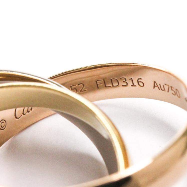 Pre Owned Cartier Trinity 18K Yellow Gold, Rose Gold, White Gold Ring Size EU 52 