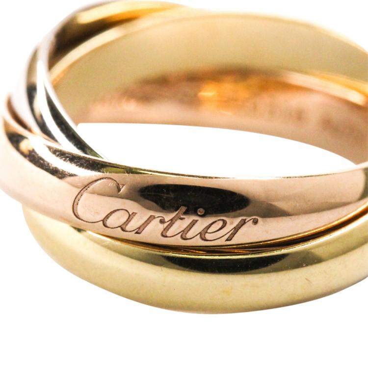 Pre Owned Cartier Trinity 18K Yellow Gold, Rose Gold, White Gold Ring Size EU 52 