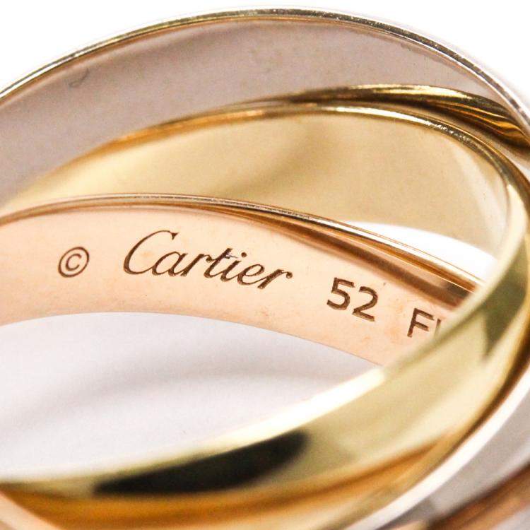 Pre Owned Cartier Trinity 18K Yellow Gold, Rose Gold, White Gold Ring Size EU 52 