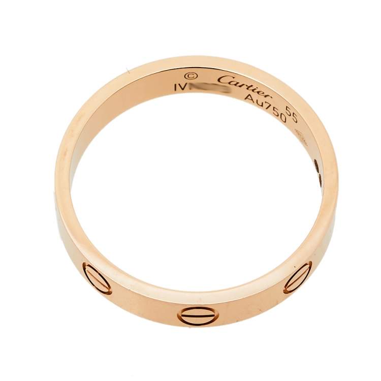 Pre Owned Cartier Love 18K Rose Gold Wedding Band Ring Size 55