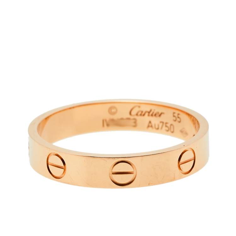 Pre Owned Cartier Love 18K Rose Gold Wedding Band Ring Size 55