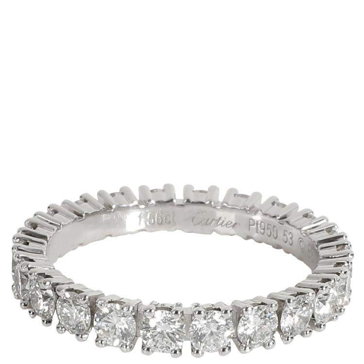 Cartier Destinee Diamond Platinum Eternity Band Ring Size EU 53