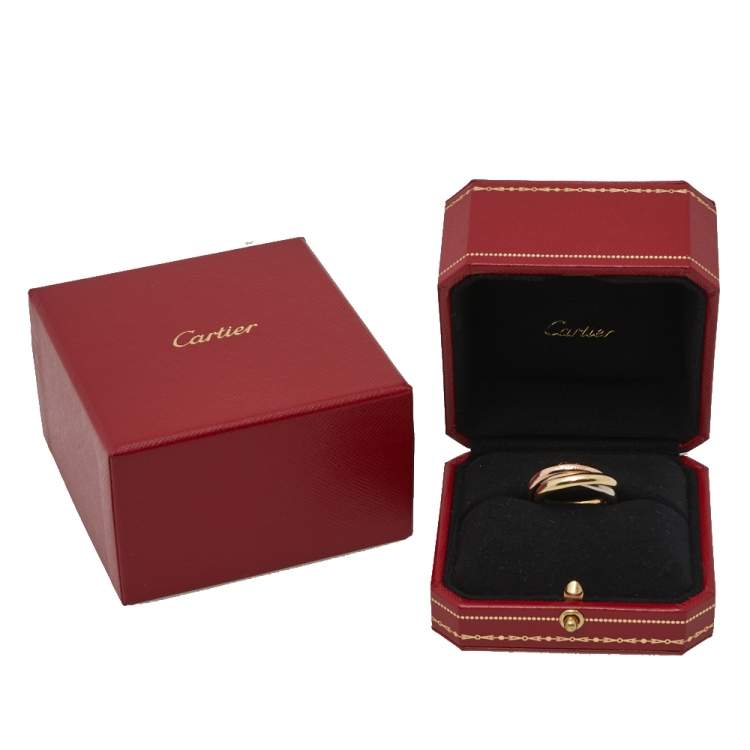 Pre Owned Cartier Trinity Classic 18K Three Tone Gold Ring Size 60