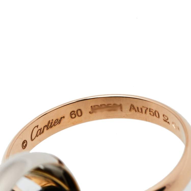 Pre Owned Cartier Trinity Classic 18K Three Tone Gold Ring Size 60