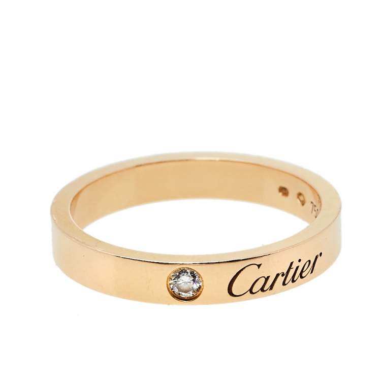 Pre Owned Cartier C De Cartier Diamond 18K Rose Gold Wedding Band Ring Size 53