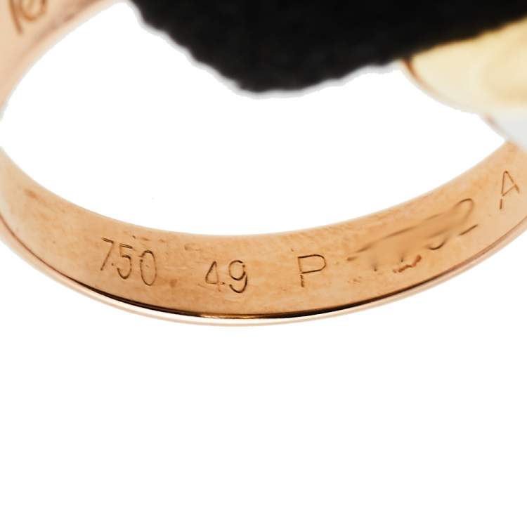 Pre Owned Cartier Classic Les Must De Trinity 18K Three Tone Gold Ring Size 49