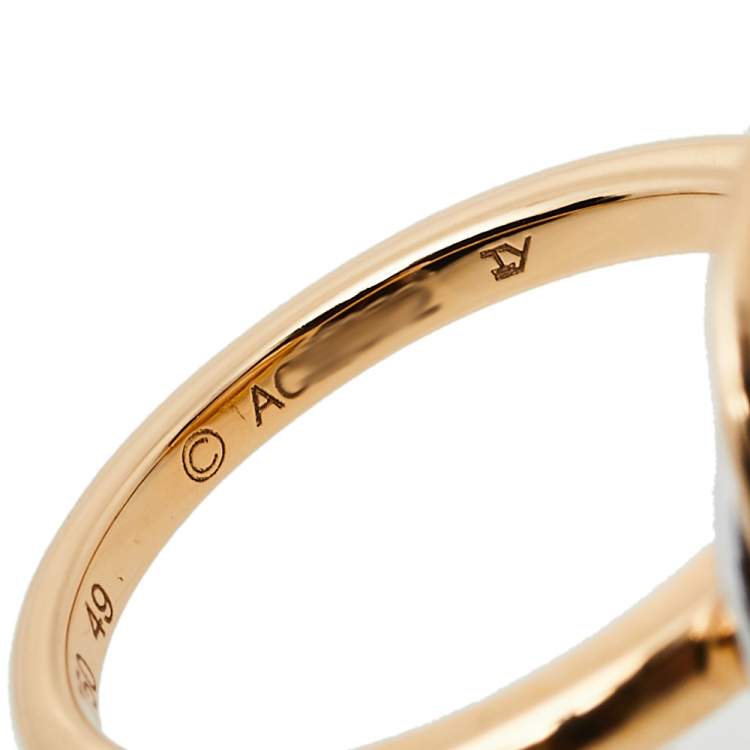 Pre Owned Cartier Trinity Cultured Pearl Diamond 18K Three Tone Gold Ring 49