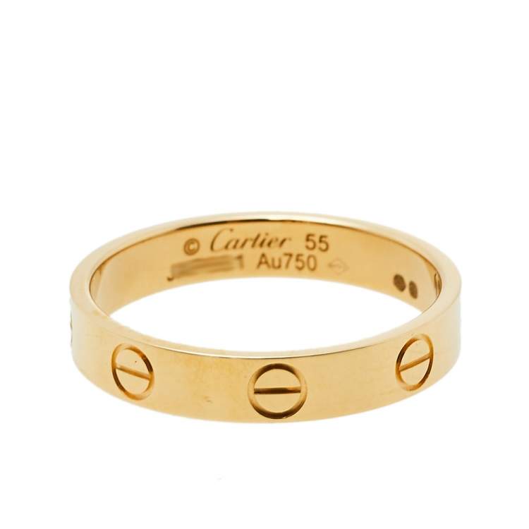 Pre Owned Cartier Love 18K Yellow Gold Wedding Band Ring Size 55