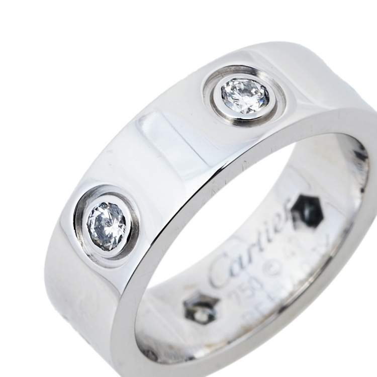 Pre Owned Cartier Love 6 Diamond 18K White Gold Ring Size 47
