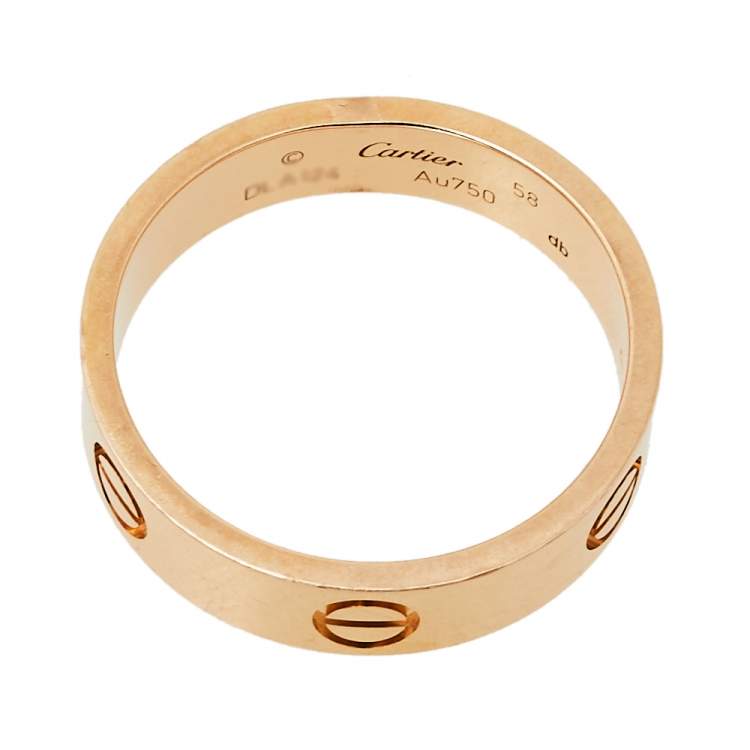 مملوكة مسبقًا Cartier Love 18K Rose Gold Band Ring Size 58