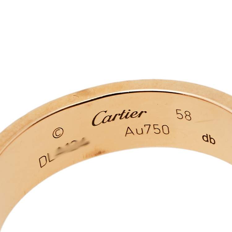 مملوكة مسبقًا Cartier Love 18K Rose Gold Band Ring Size 58