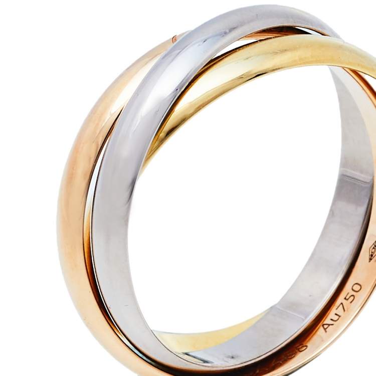 Pre Owned Cartier Trinity 18K Three Tone Gold Small Model Ring Size 53