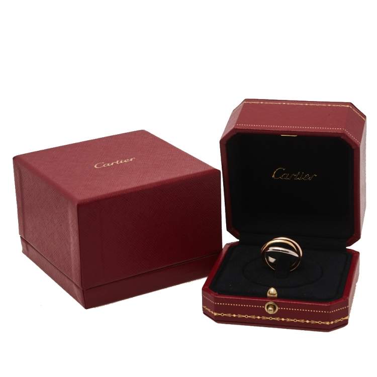 Pre Owned Cartier Trinity 18K Three Tone Gold Small Model Ring Size 53
