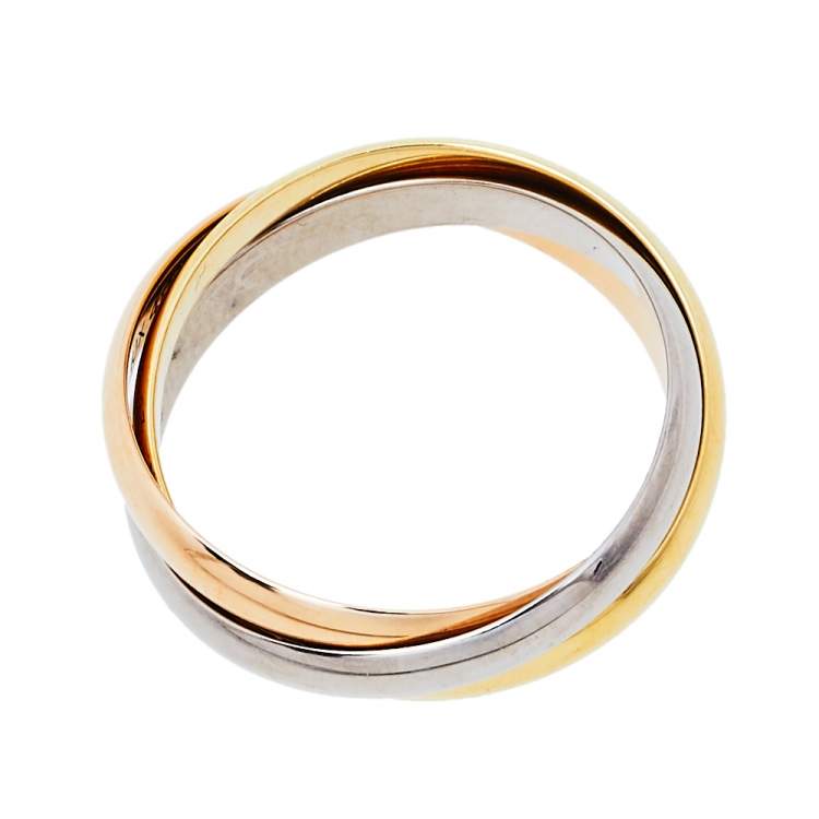 Pre Owned Cartier Trinity 18K Three Tone Gold Small Model Ring Size 53