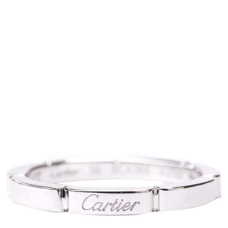 Pre Owned Cartier Maillon Panthere 18K White Gold Band Ring Size EU 56