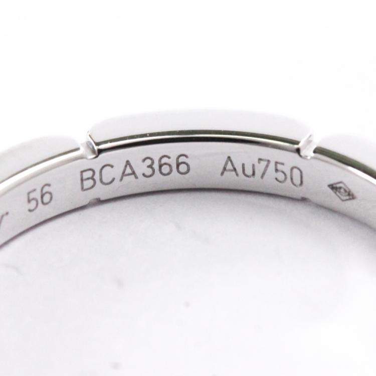 Pre Owned Cartier Maillon Panthere 18K White Gold Band Ring Size EU 56