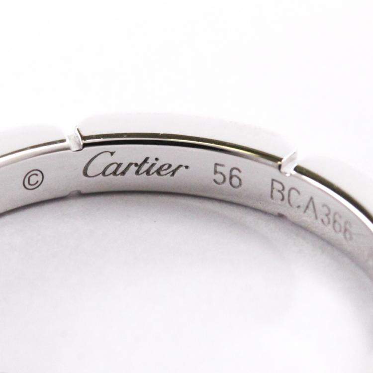 Pre Owned Cartier Maillon Panthere 18K White Gold Band Ring Size EU 56