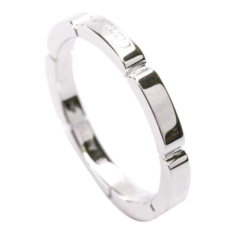 Pre Owned Cartier Maillon Panthere 18K White Gold Band Ring Size EU 56