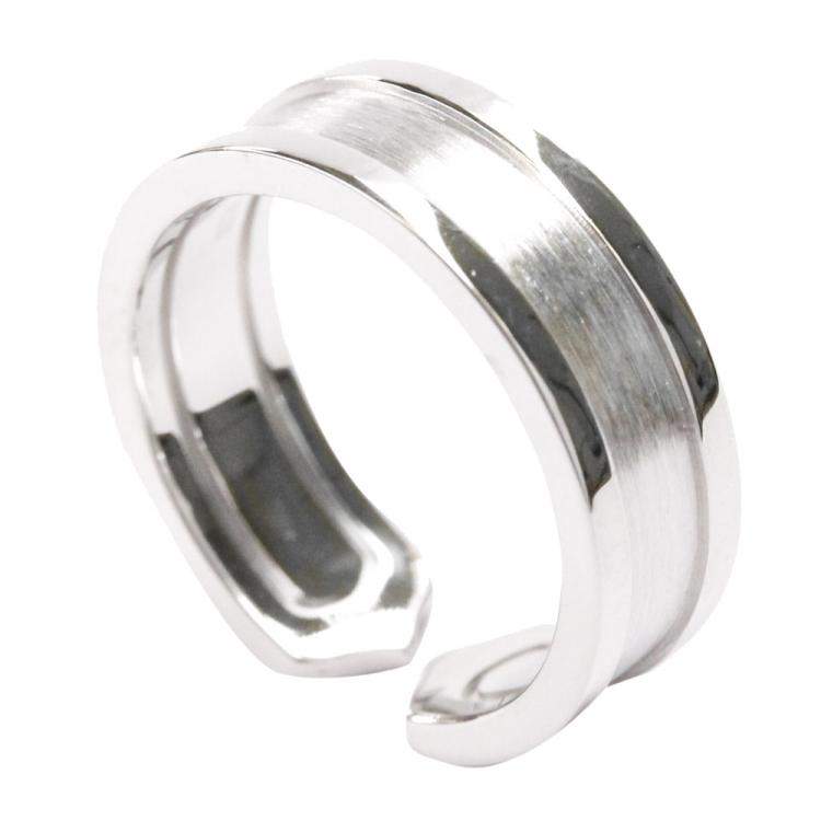 Pre Owned Cartier Double C 18K White Gold Band Ring Size EU 53