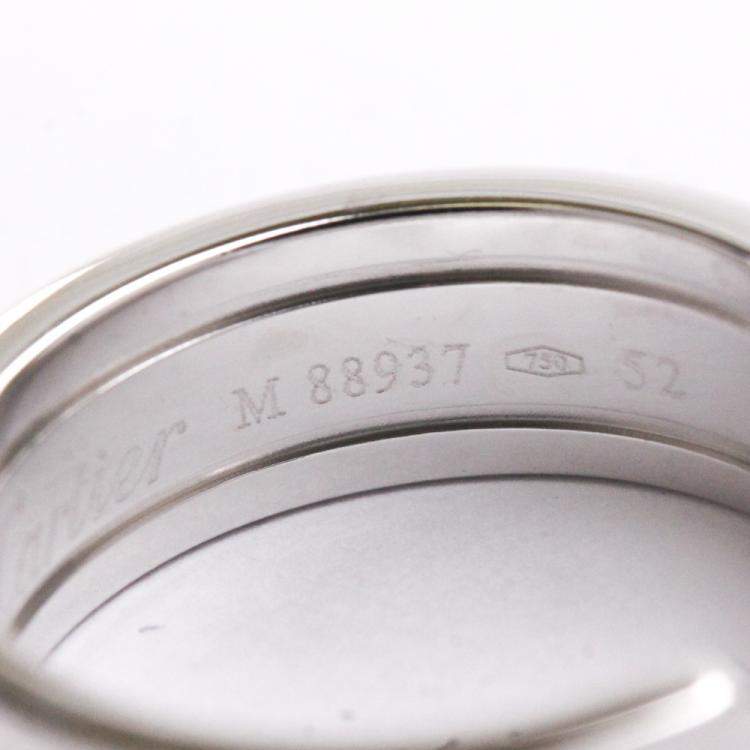 Pre Owned Cartier Double C 18K White Gold Band Ring Size EU 53